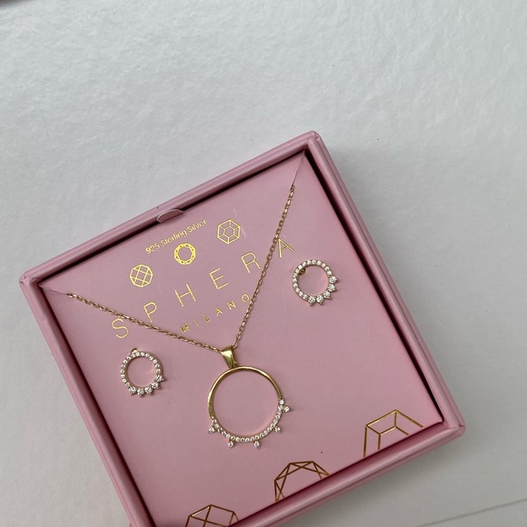 Sphera Milano Circle Pendant Necklace & Earrings - Picture 5 of 5